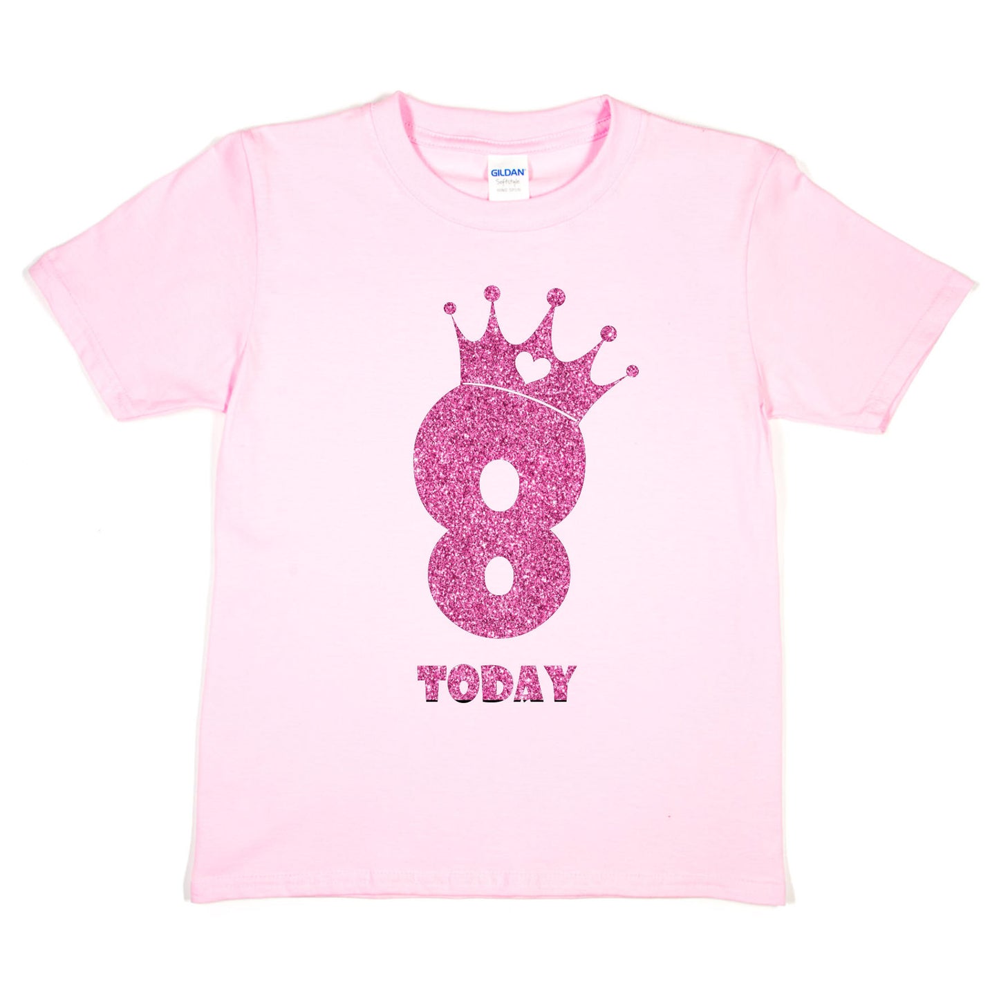 Birthday Kids 8 Today Age 8 In Pink Glitter Happy Kids T-Shirt