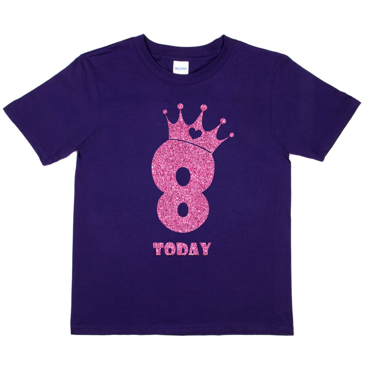 Birthday Kids 8 Today Age 8 In Pink Glitter Happy Kids T-Shirt