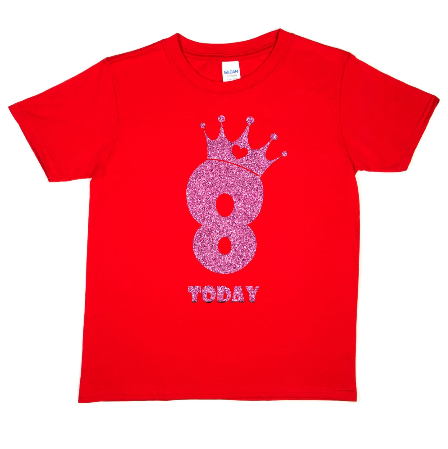 Birthday Kids 8 Today Age 8 In Pink Glitter Happy Kids T-Shirt