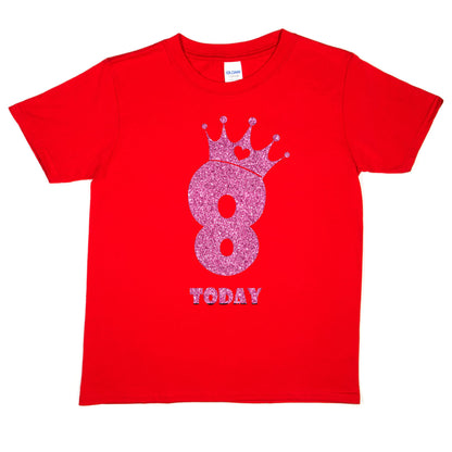 Birthday Kids 8 Today Age 8 In Pink Glitter Happy Kids T-Shirt