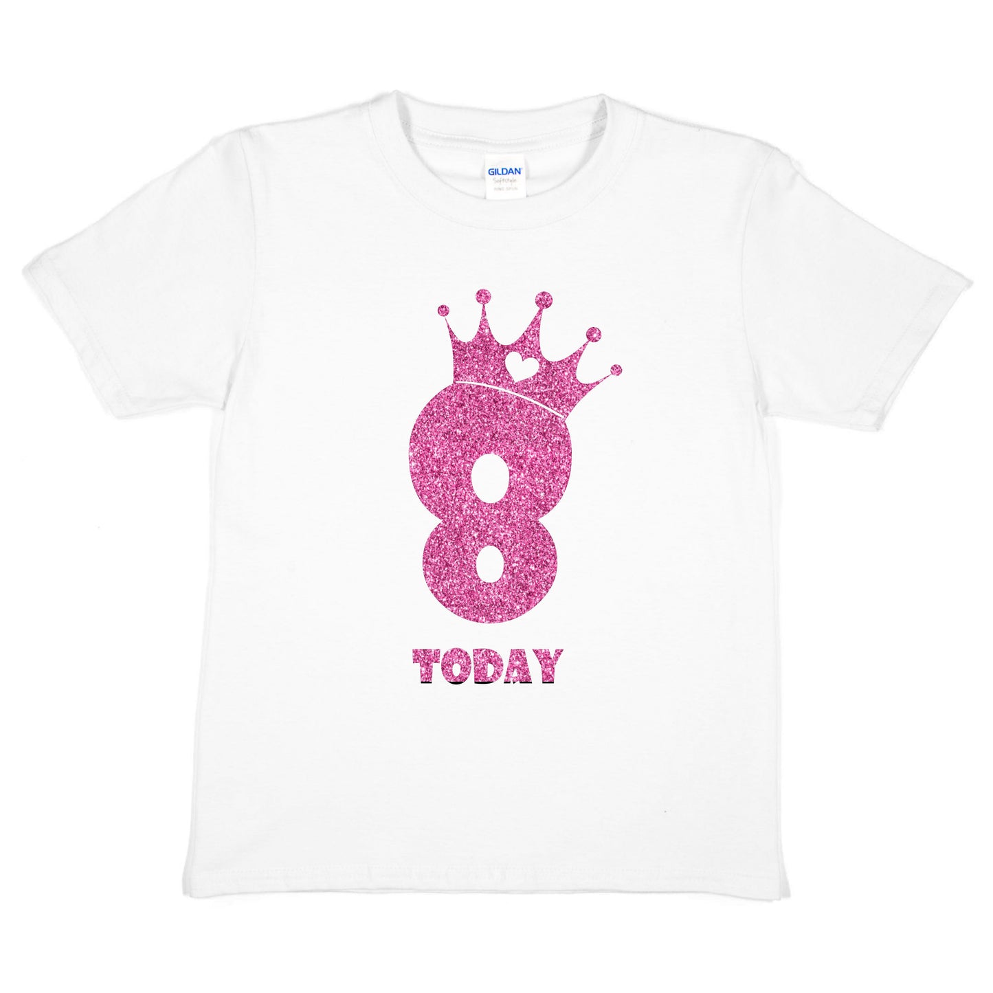Birthday Kids 8 Today Age 8 In Pink Glitter Happy Kids T-Shirt