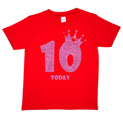 Birthday Kids 10 Today Age 10 In Pink Glitter Happy Kids T-Shirt