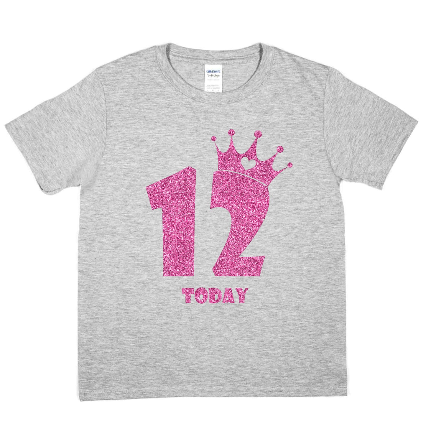 Birthday Kids 12 Today Age 12 In Pink Glitter Happy Kids T-Shirt