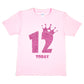 Birthday Kids 12 Today Age 12 In Pink Glitter Happy Kids T-Shirt