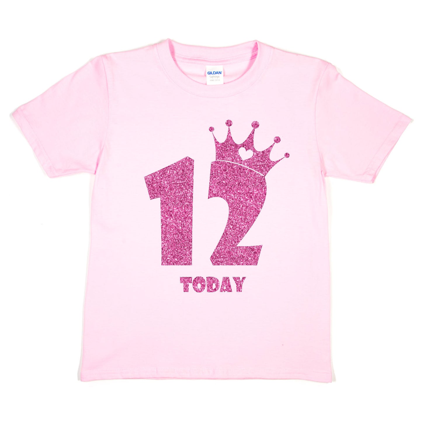 Birthday Kids 12 Today Age 12 In Pink Glitter Happy Kids T-Shirt