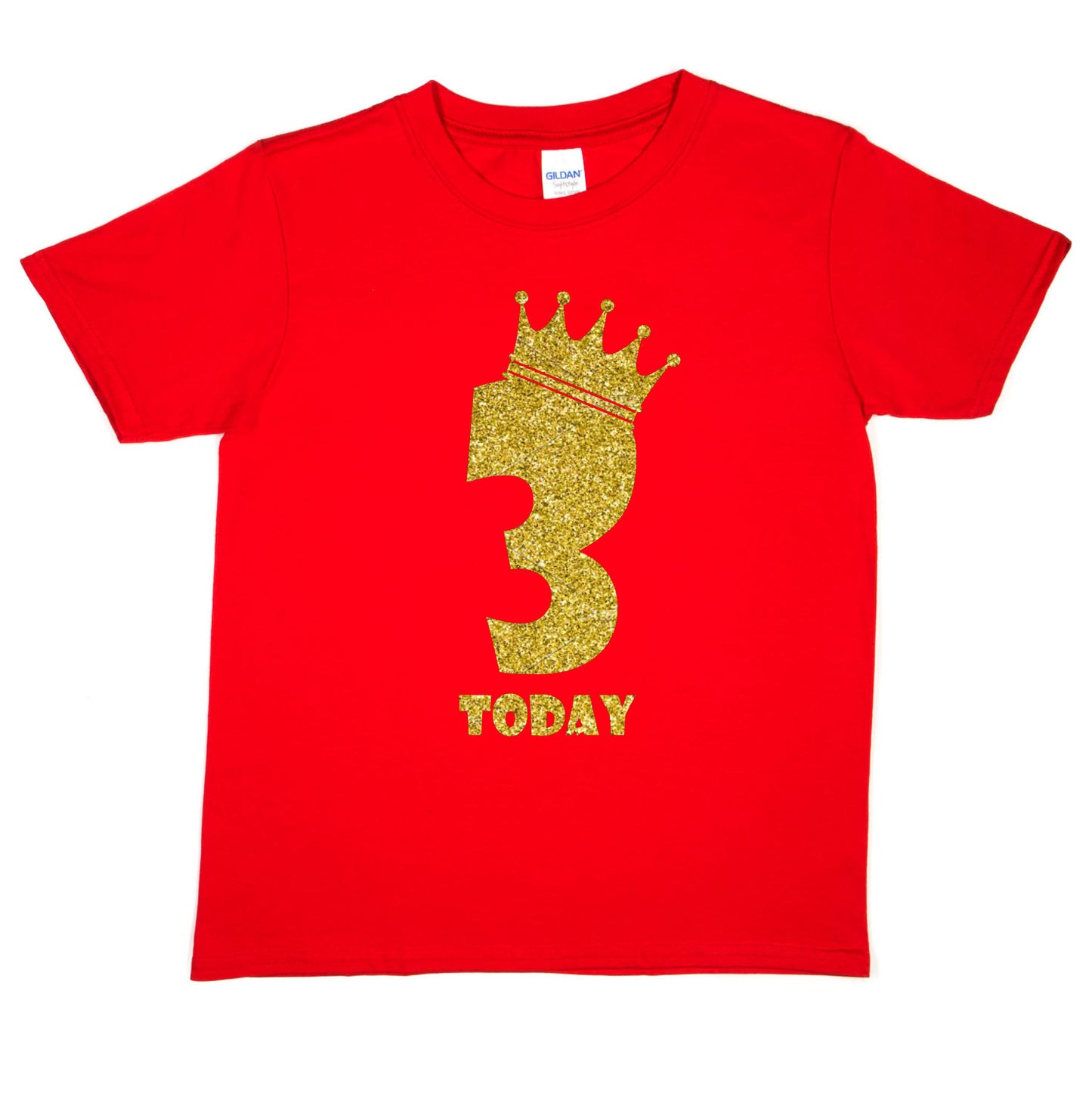 Kids Three Today Birthday T-shirt In Gold Glitter Happy 3rd
