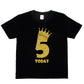 Kids Five Today Birthday T-shirt In Gold Glitter Happy 5th