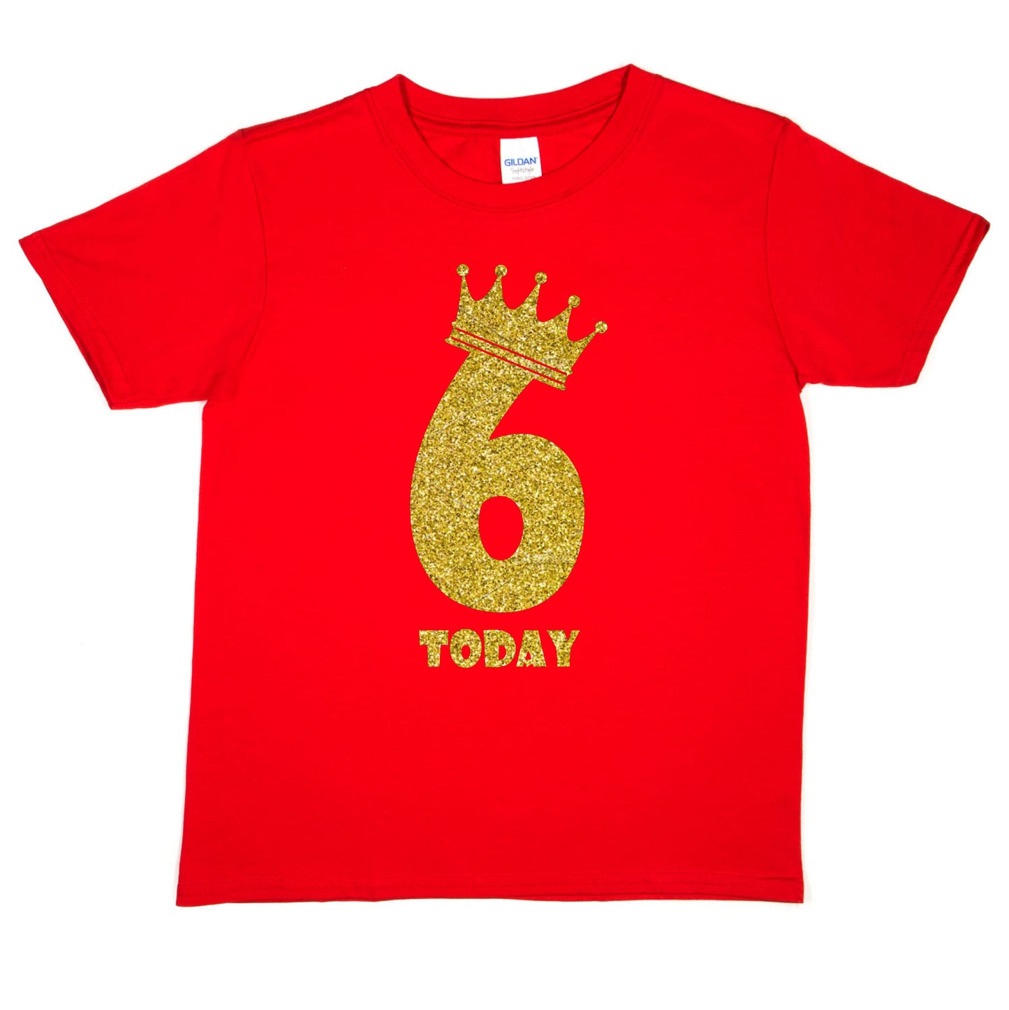Kids Six Today Birthday T-shirt In Gold Glitter Happy 6th