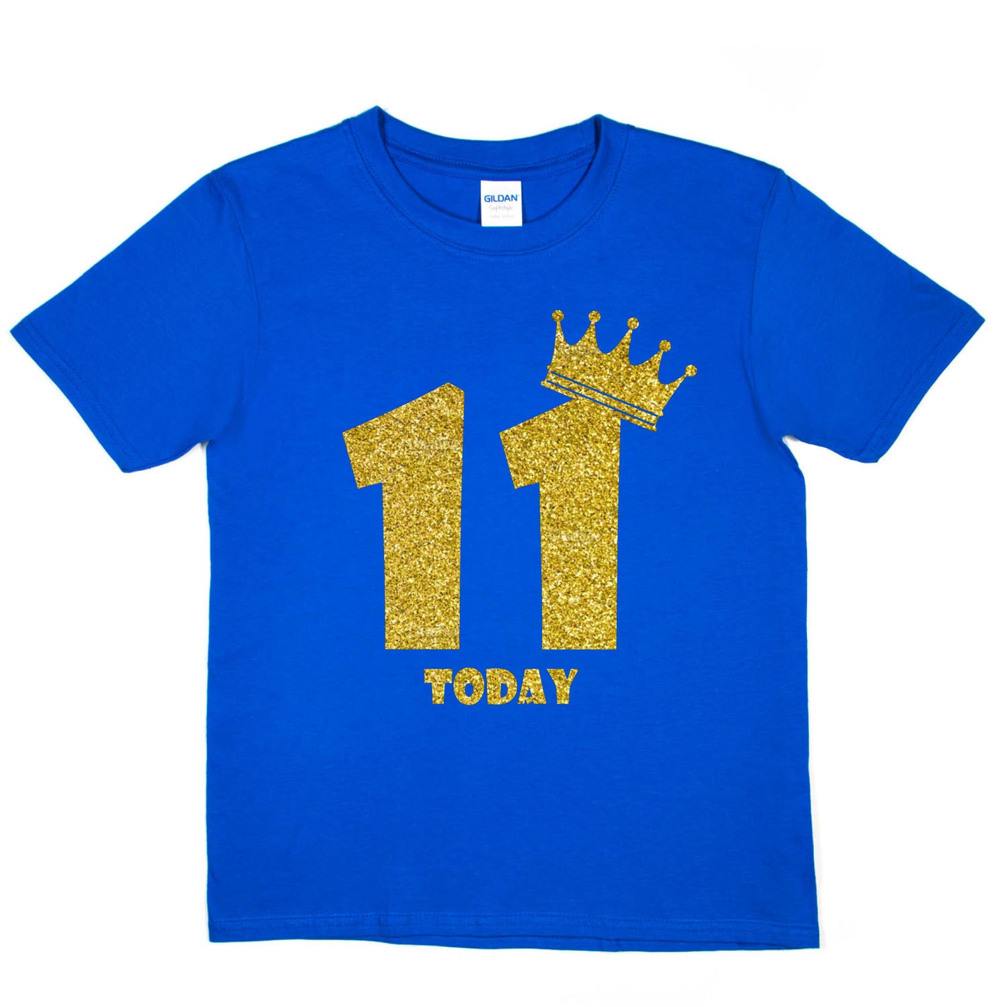 Kids Eleven Today Birthday T-shirt In Gold Glitter Happy 11th