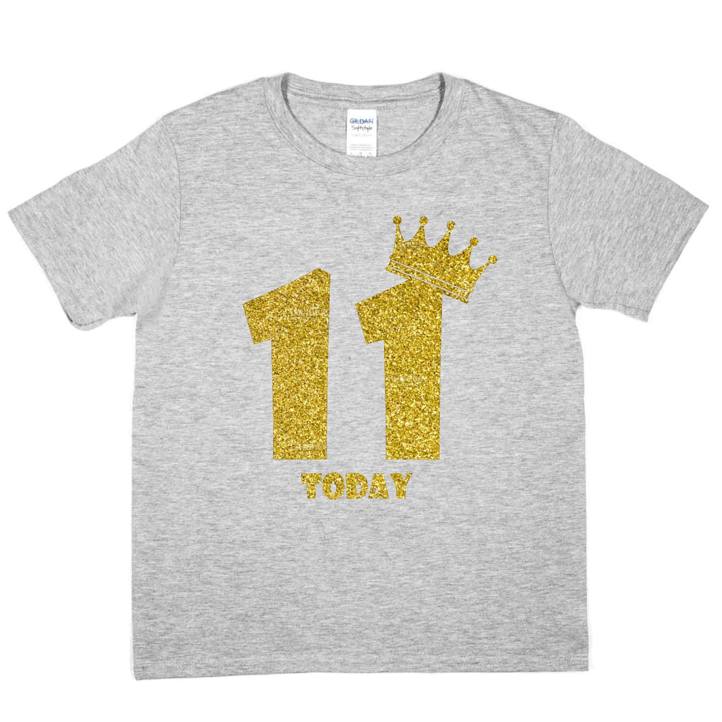 Kids Eleven Today Birthday T-shirt In Gold Glitter Happy 11th