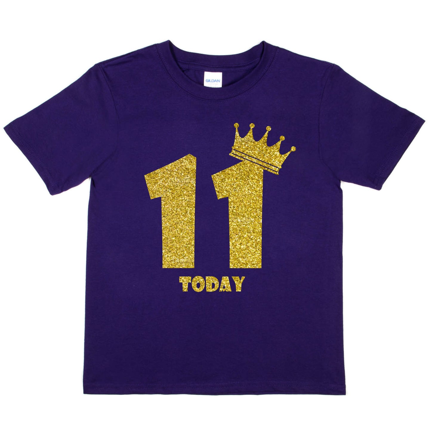Kids Eleven Today Birthday T-shirt In Gold Glitter Happy 11th