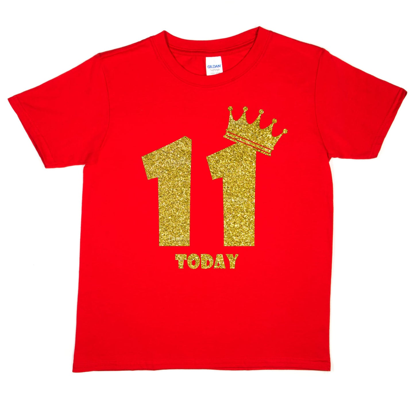Kids Eleven Today Birthday T-shirt In Gold Glitter Happy 11th