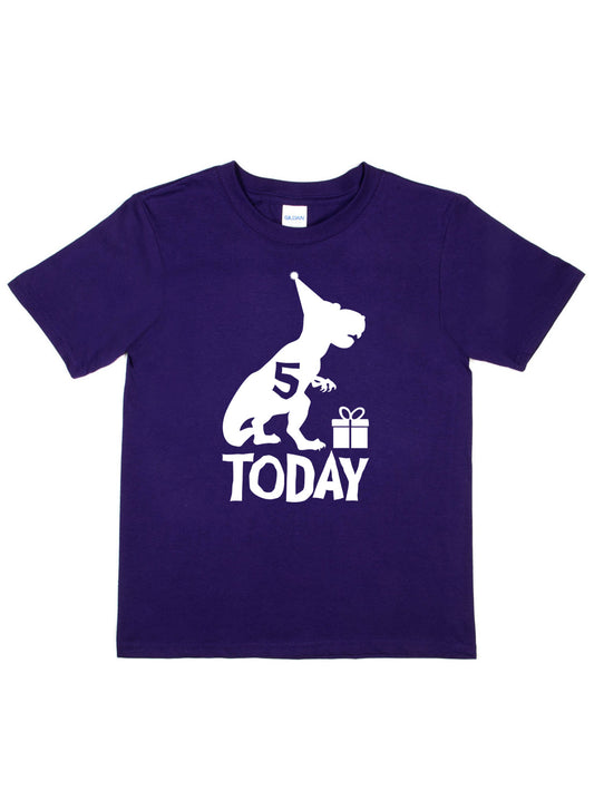 Birthday Kids 5 Today Age 5 Dinosaur Happy T-Shirt