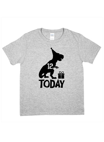 Birthday Kids 12 Today Age 12 Dinosaur Happy T-Shirt