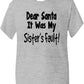 Dear Santa Its Sister's Fault Christmas Xmas T-Shirt