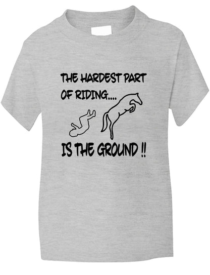 Hardest Part Horse Riding Is The Ground Pony Kids T-Shirt