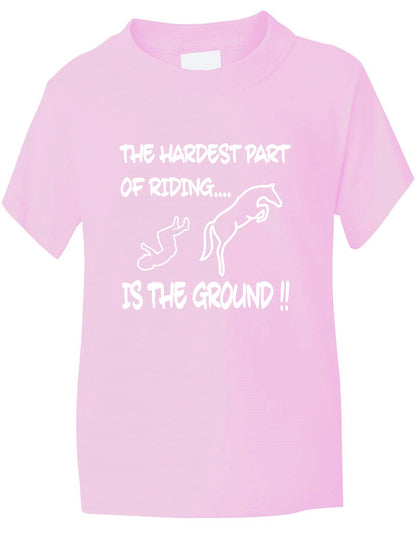 Hardest Part Horse Riding Is The Ground Pony Kids T-Shirt