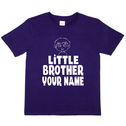 Kids Personalised Little Brother T-Shirt  Your Name Birthday T-Shirt Tee Boys Gift