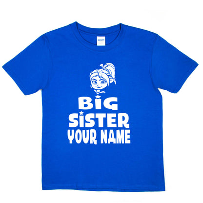 Kids Personalised Big Sister T-Shirt Your Name Birthday T-Shirt Tee Girls Gift