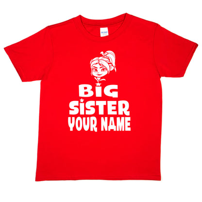 Kids Personalised Big Sister T-Shirt Your Name Birthday T-Shirt Tee Girls Gift
