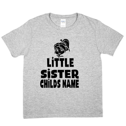 Kids Customised Birthday T-Shirt Tee Little Sister T-Shirt Child's Name Girls Gift