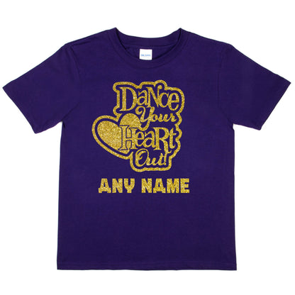 Kids Personalised T-Shirt Dance Heart Out Any Name Great For Dance Schools