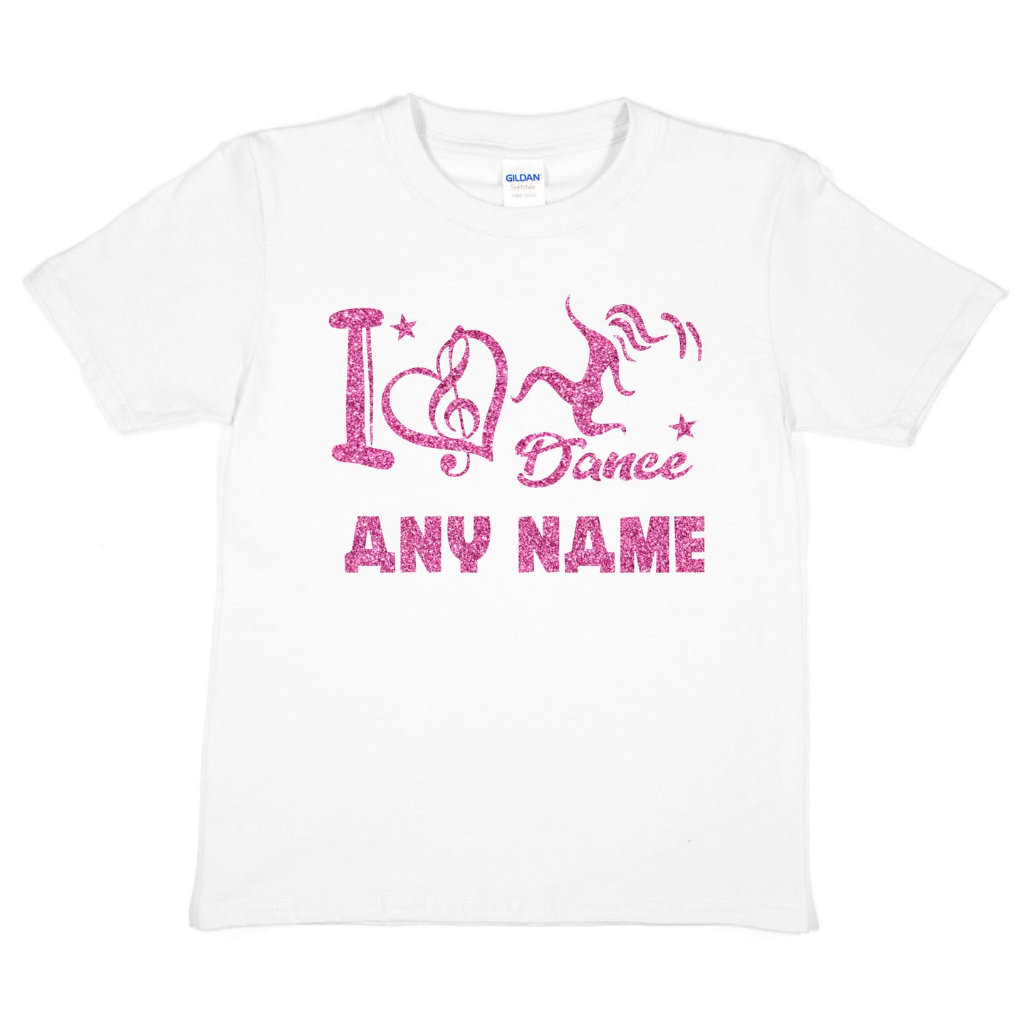 Kids Personalised T-Shirt I Love Dance Any Name Great For Dance Schools