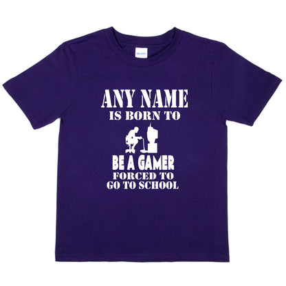 Kids Personalised T-Shirt  Born Be A Gamer PS4 Any Name