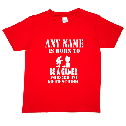 Kids Personalised T-Shirt  Born Be A Gamer PS4 Any Name