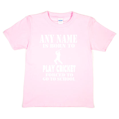 Kids Personalised T-Shirt  Born To Play Cricket  Any Name