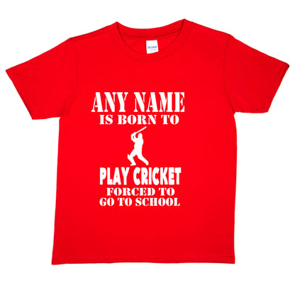 Kids Personalised T-Shirt  Born To Play Cricket  Any Name