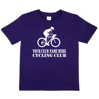 Kids Personalised Cycling T-Shirt Your Club Name Here Biking Tee Boys Girls