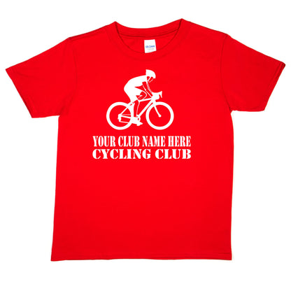 Kids Personalised Cycling T-Shirt Your Club Name Here Biking Tee Boys Girls
