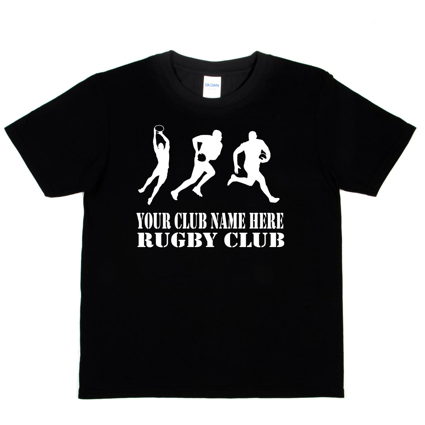 Kids Personalised Rugby T-Shirt Your Club Name Here Sport Tee Boys Girls
