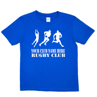 Kids Personalised Rugby T-Shirt Your Club Name Here Sport Tee Boys Girls
