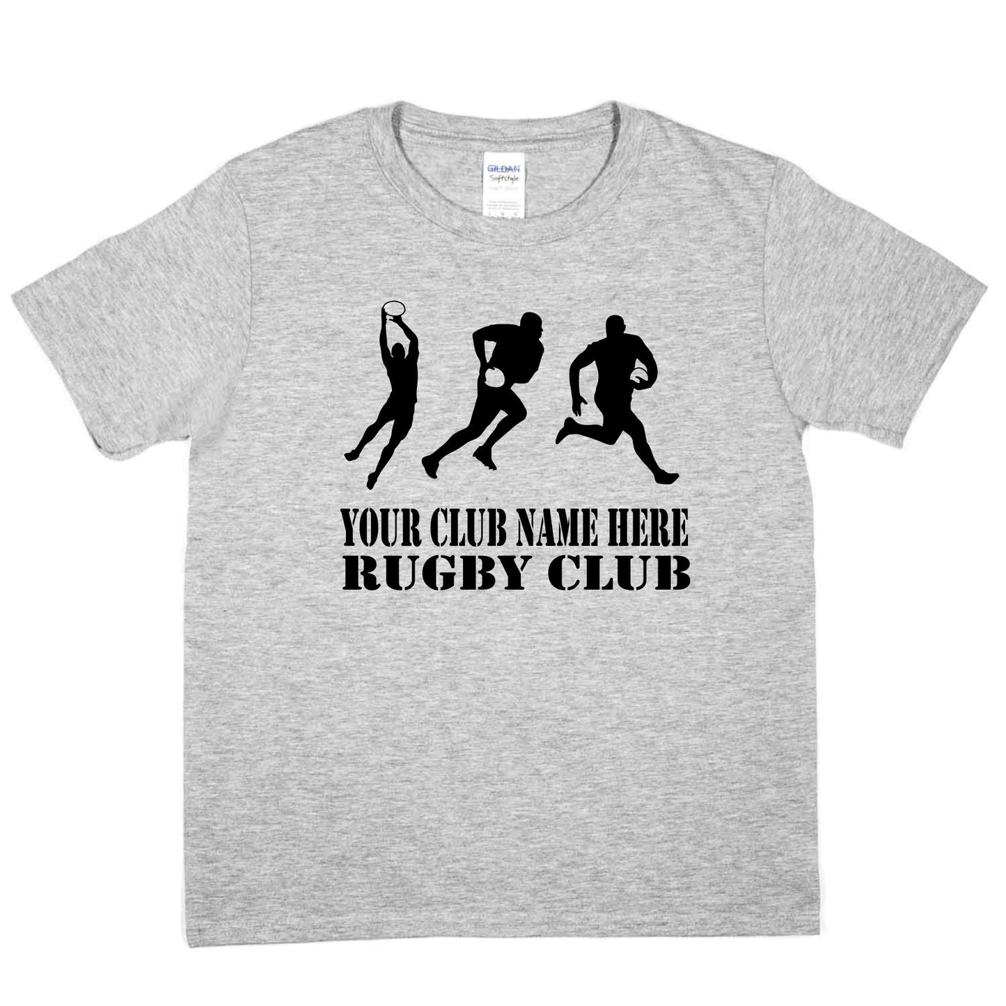 Kids Personalised Rugby T-Shirt Your Club Name Here Sport Tee Boys Girls