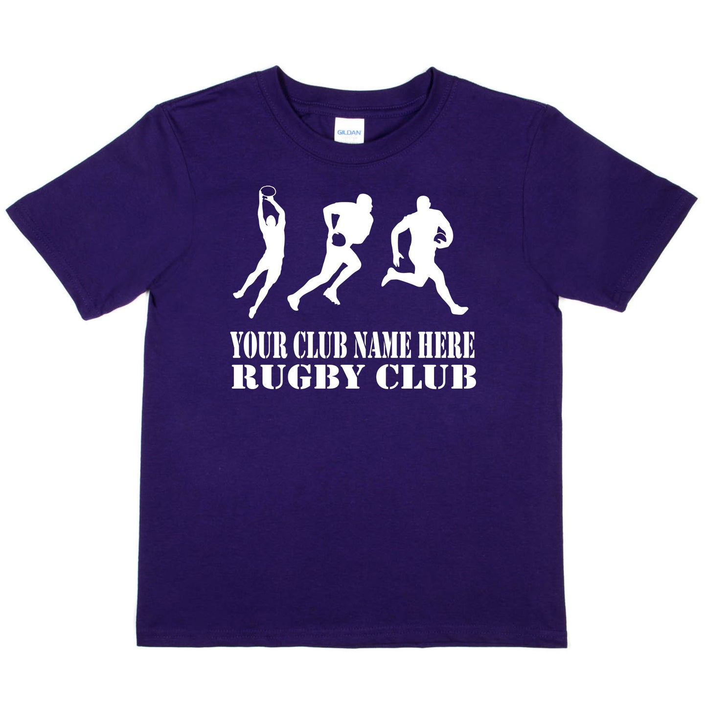 Kids Personalised Rugby T-Shirt Your Club Name Here Sport Tee Boys Girls