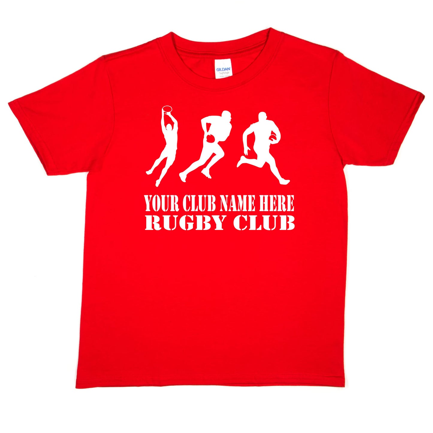 Kids Personalised Rugby T-Shirt Your Club Name Here Sport Tee Boys Girls