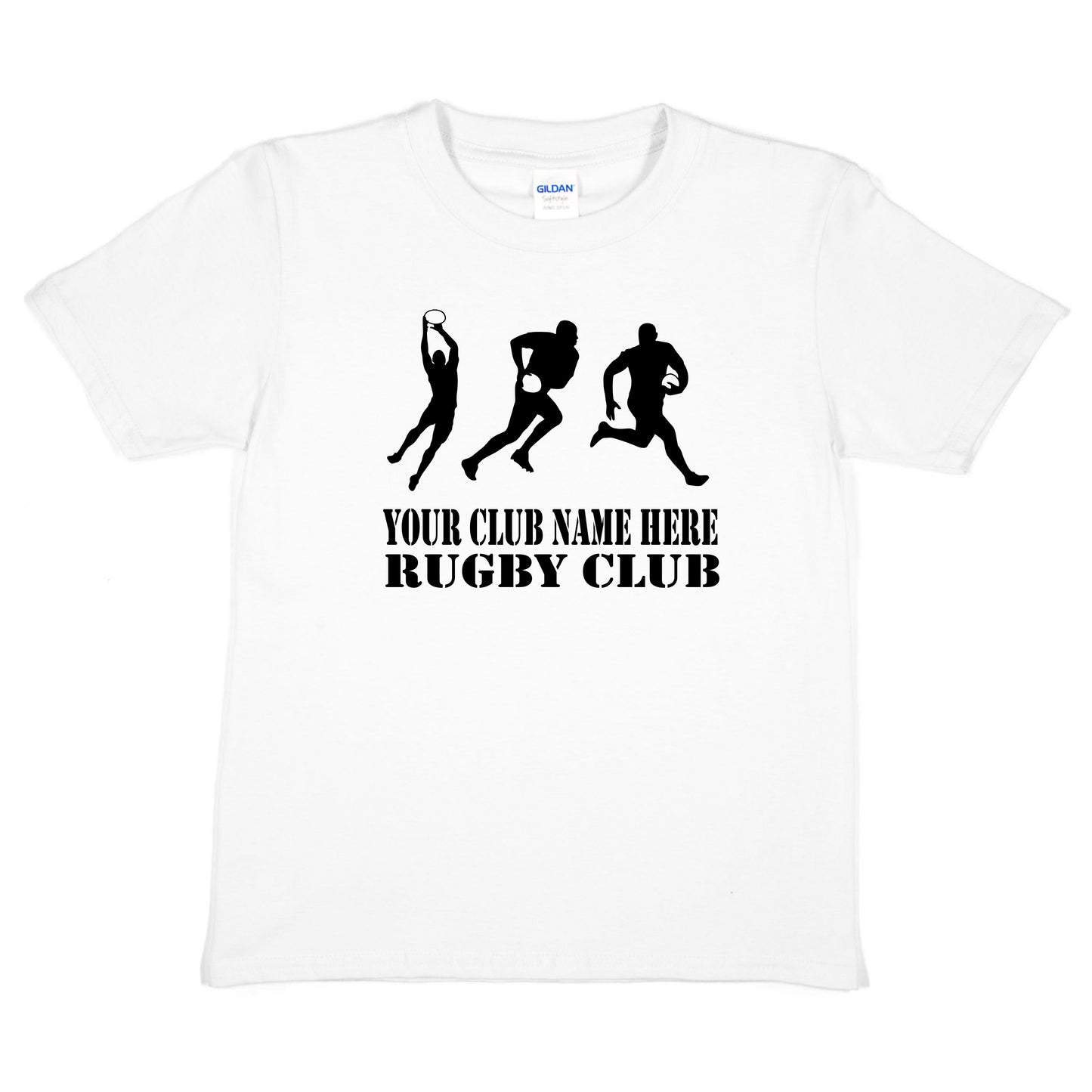 Kids Personalised Rugby T-Shirt Your Club Name Here Sport Tee Boys Girls