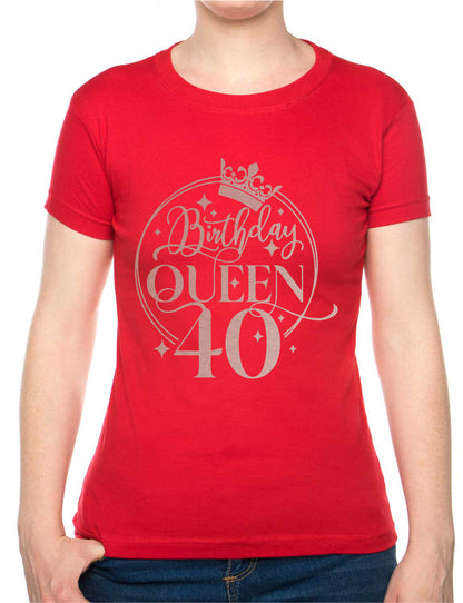 Birthday Queen 40 Ladies Fit T-Shirt 40th Birthday Gift Womens Tee In Rose Gold
