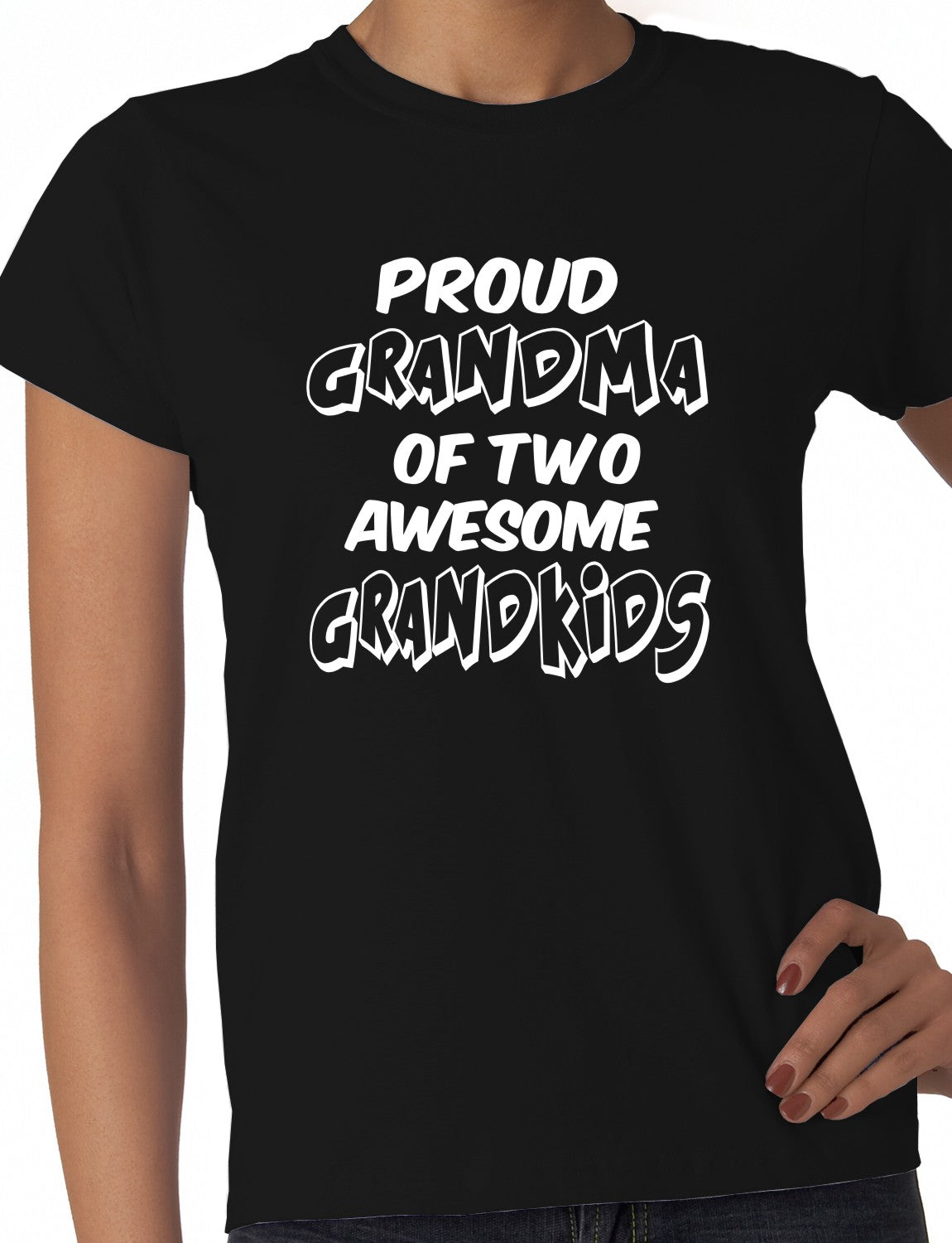 Proud Grandma of 2 Grandkids Ladies T-shirt