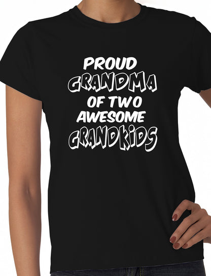 Proud Grandma of 2 Grandkids Ladies T-shirt