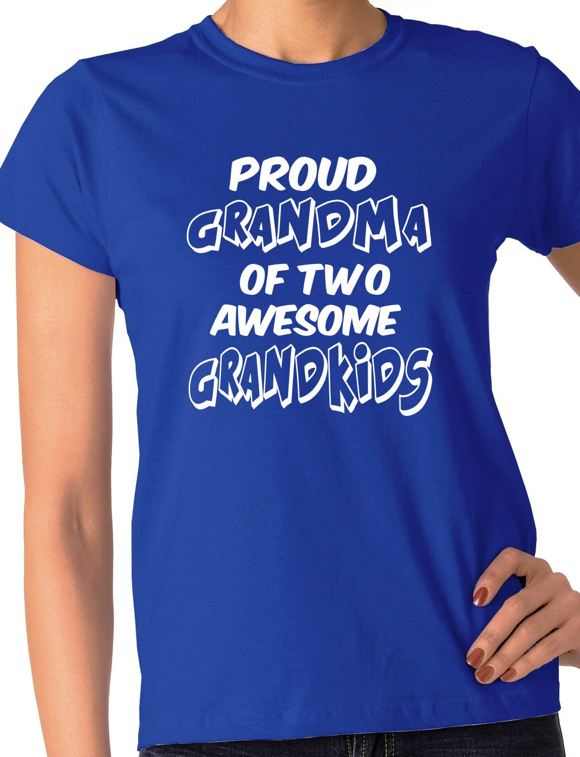 Proud Grandma of 2 Grandkids Ladies T-shirt
