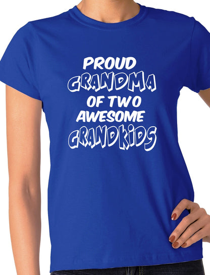 Proud Grandma of 2 Grandkids Ladies T-shirt