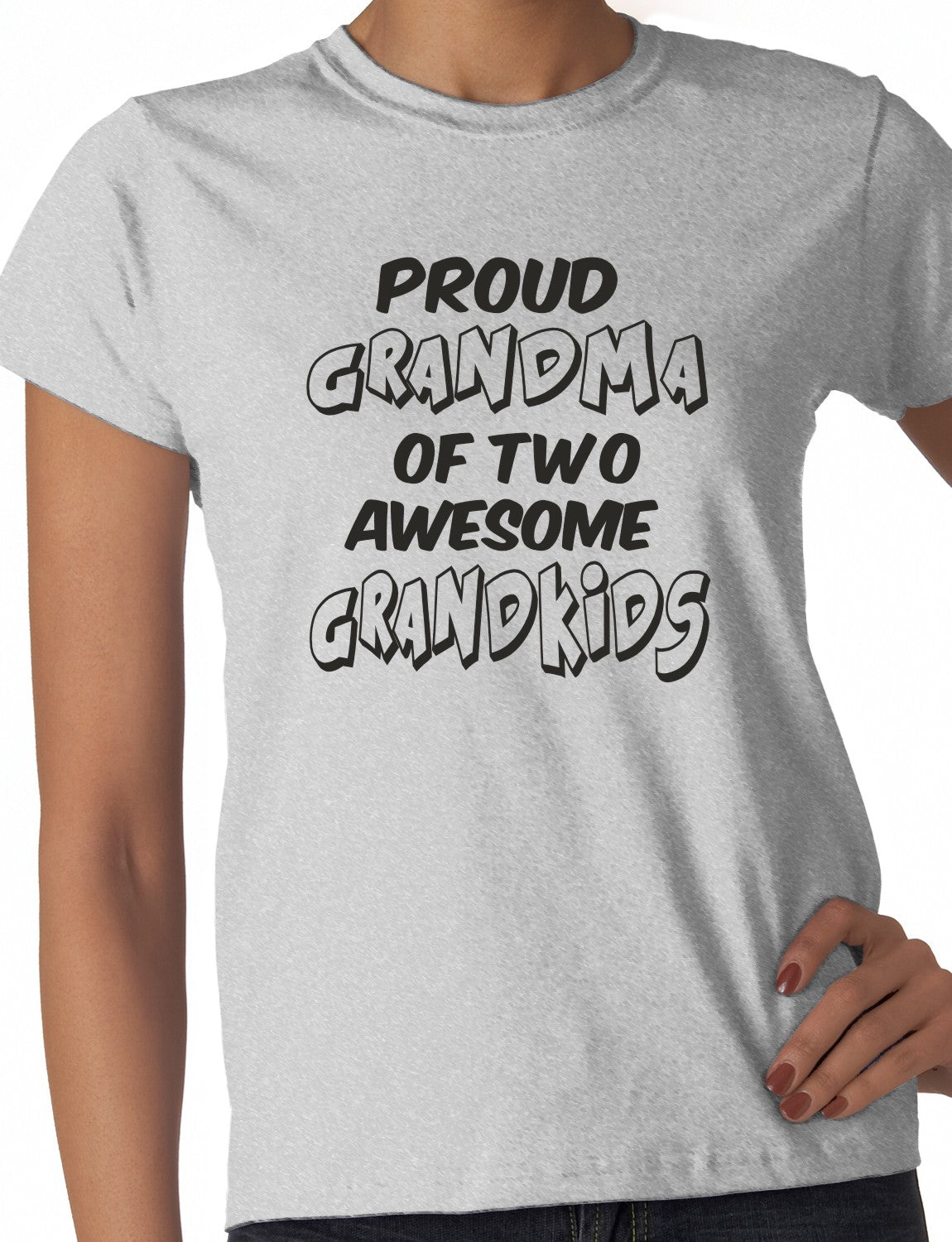 Proud Grandma of 2 Grandkids Ladies T-shirt