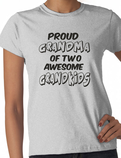 Proud Grandma of 2 Grandkids Ladies T-shirt