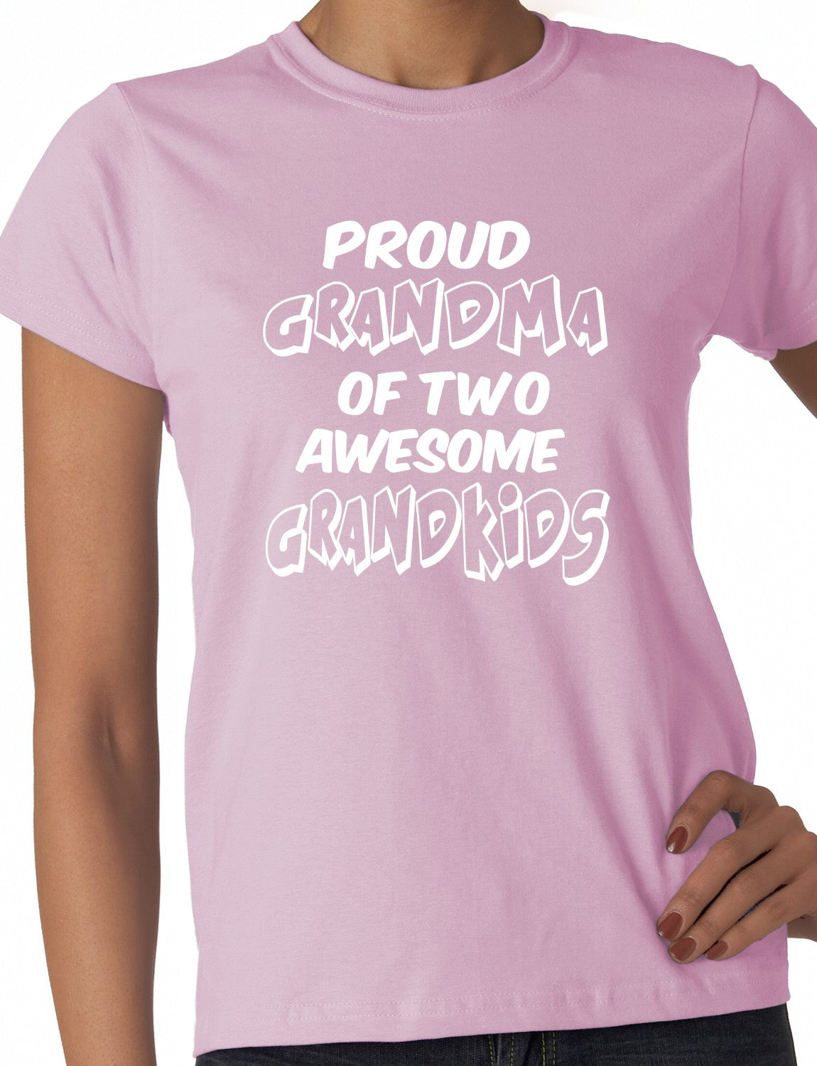 Proud Grandma of 2 Grandkids Ladies T-shirt