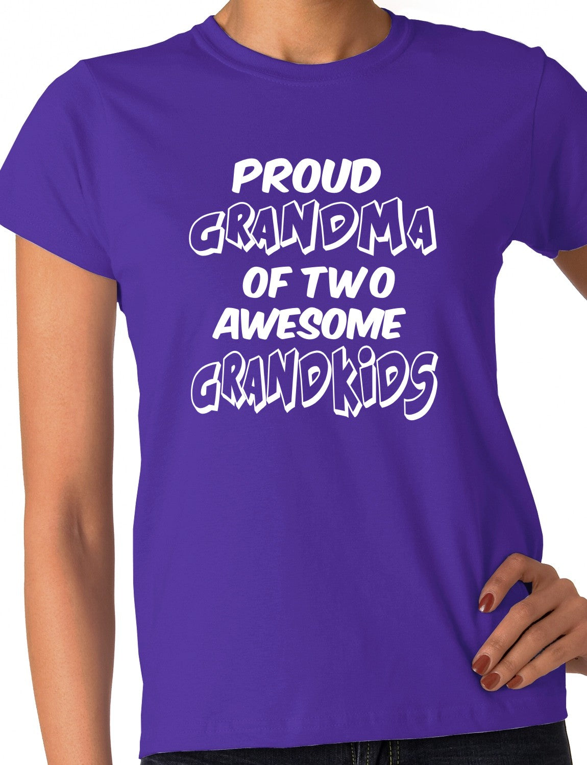 Proud Grandma of 2 Grandkids Ladies T-shirt
