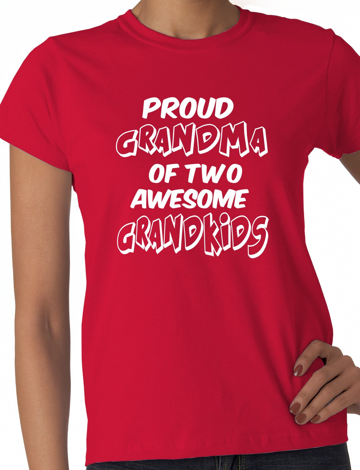 Proud Grandma of 2 Grandkids Ladies T-shirt