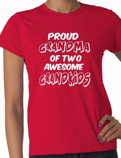 Proud Grandma of 2 Grandkids Ladies T-shirt